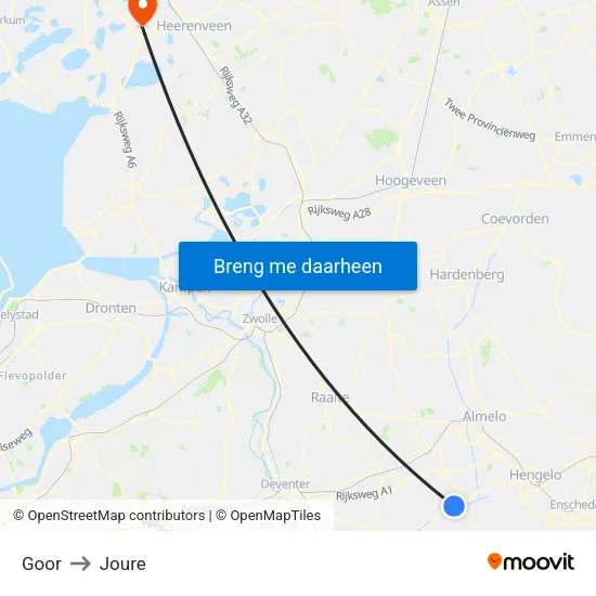 Goor to Joure map