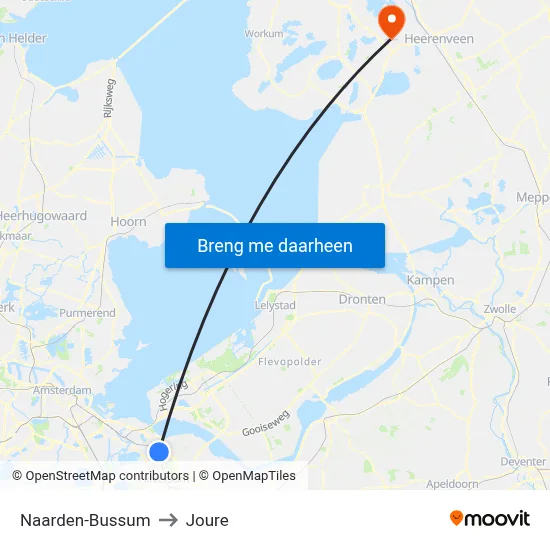Naarden-Bussum to Joure map