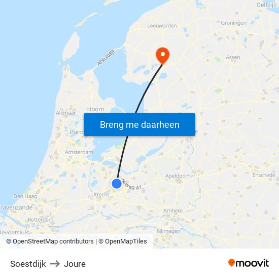 Soestdijk to Joure map