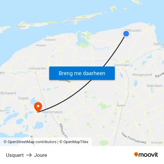 Usquert to Joure map