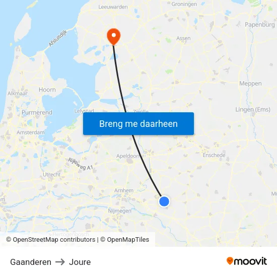 Gaanderen to Joure map