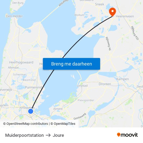 Muiderpoortstation to Joure map