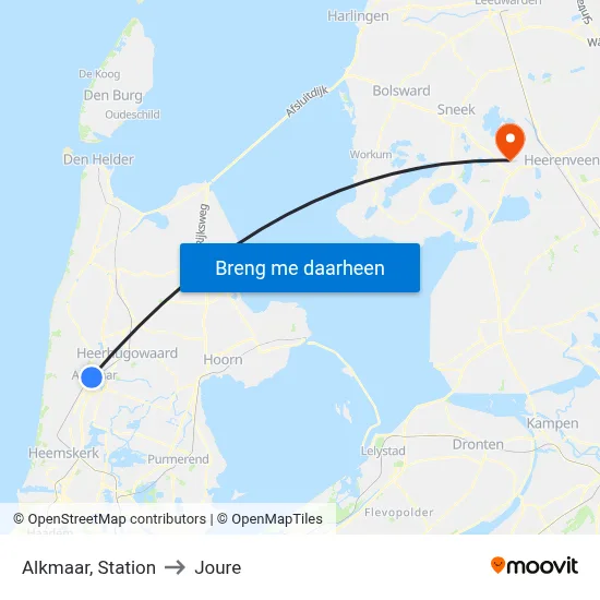 Alkmaar, Station to Joure map