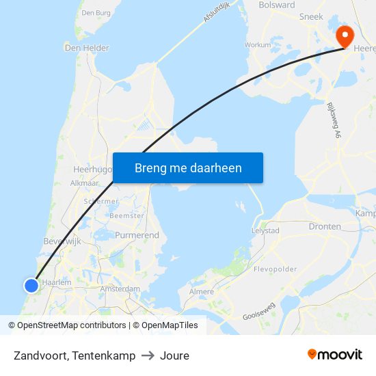 Zandvoort, Tentenkamp to Joure map