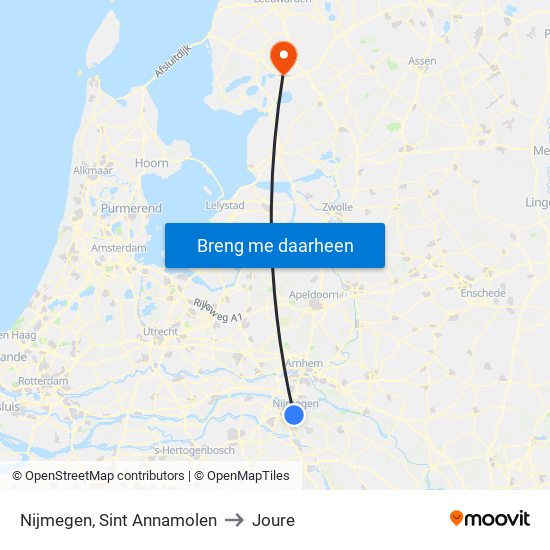 Nijmegen, Sint Annamolen to Joure map