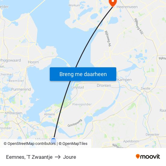 Eemnes, 'T Zwaantje to Joure map