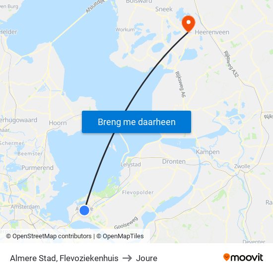 Almere Stad, Flevoziekenhuis to Joure map