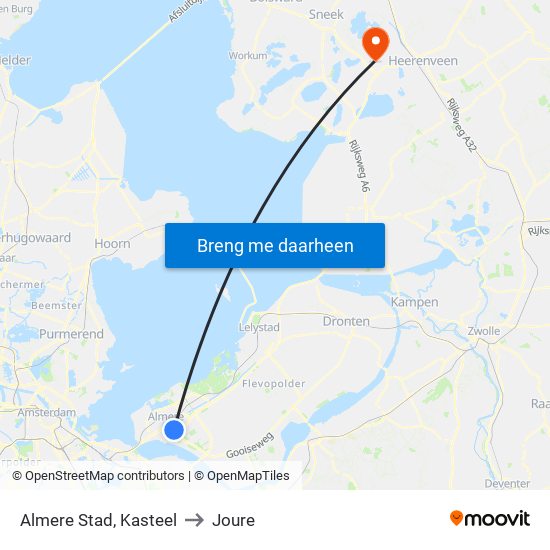 Almere Stad, Kasteel to Joure map