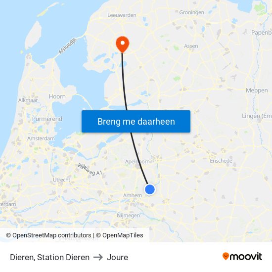 Dieren, Station Dieren to Joure map