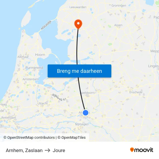 Arnhem, Zaslaan to Joure map