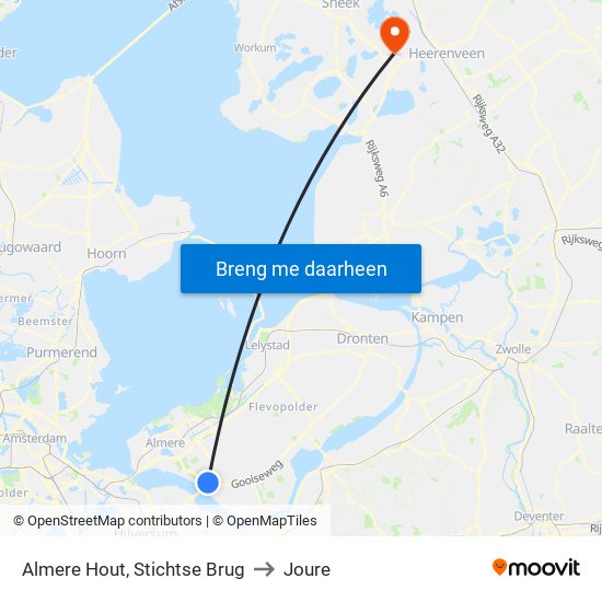 Almere Hout, Stichtse Brug to Joure map