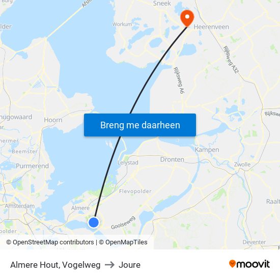 Almere Hout, Vogelweg to Joure map