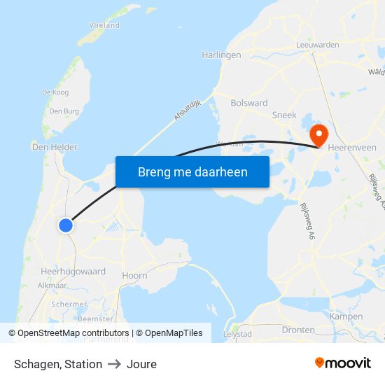 Schagen, Station to Joure map