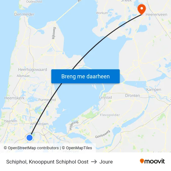 Schiphol, Knooppunt Schiphol Oost to Joure map