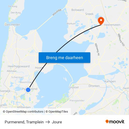 Purmerend, Tramplein to Joure map