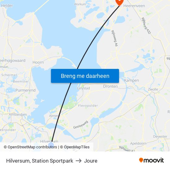 Hilversum, Station Sportpark to Joure map