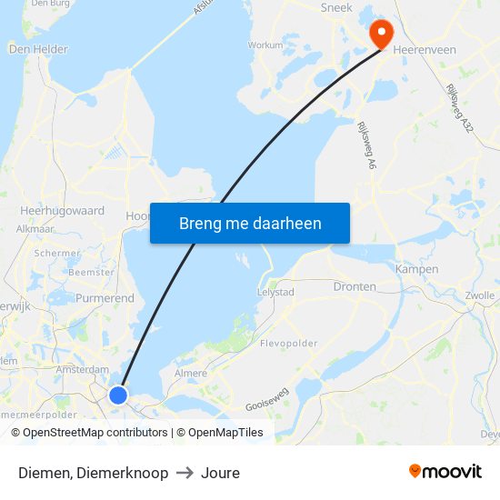 Diemen, Diemerknoop to Joure map