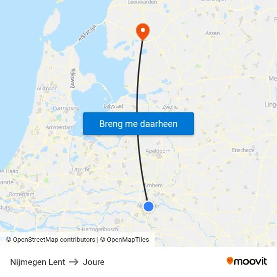 Nijmegen Lent to Joure map