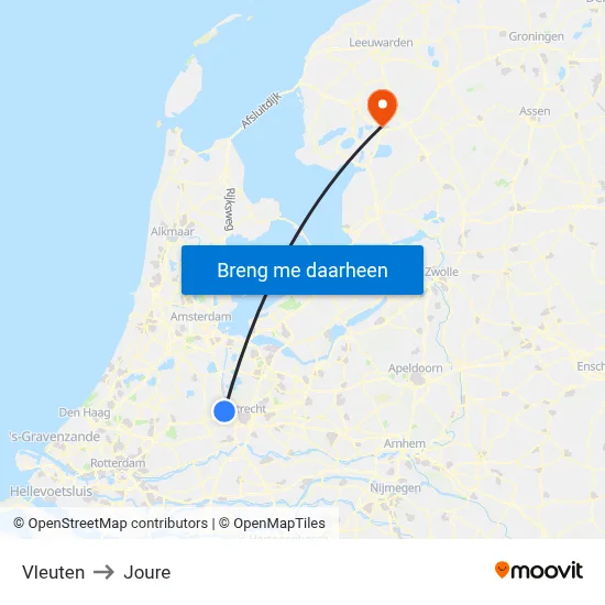 Vleuten to Joure map