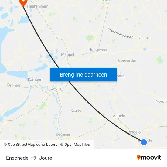 Enschede to Joure map