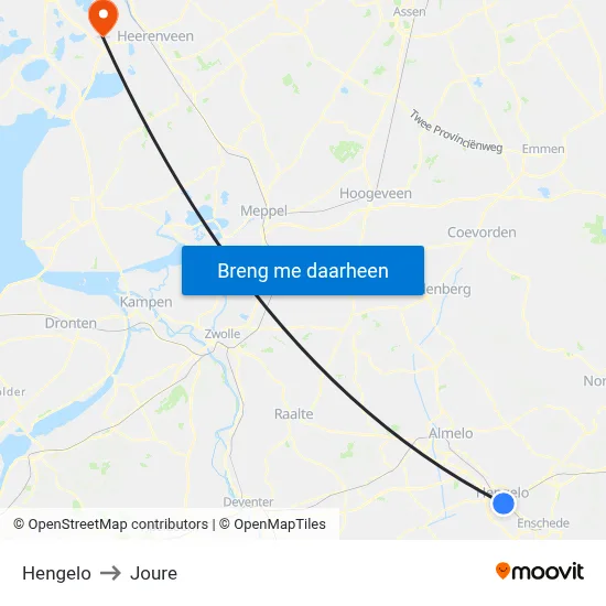 Hengelo to Joure map