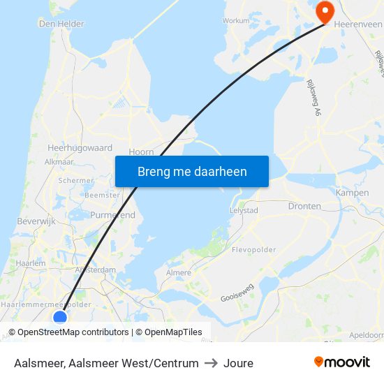 Aalsmeer, Aalsmeer West/Centrum to Joure map