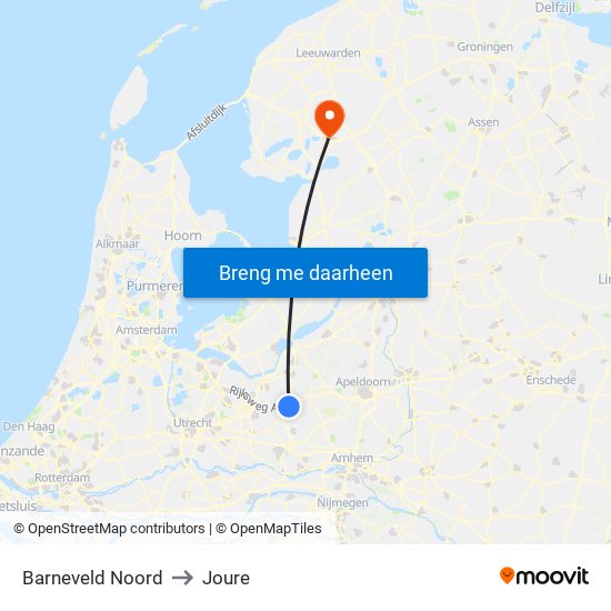 Barneveld Noord to Joure map