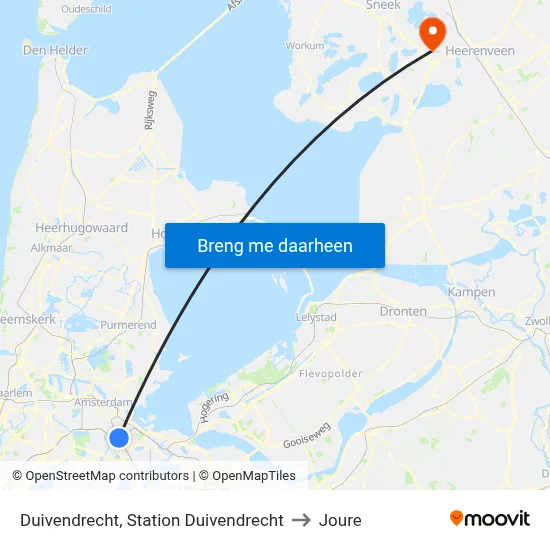 Duivendrecht, Station Duivendrecht to Joure map
