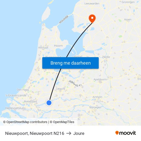 Nieuwpoort, Nieuwpoort N216 to Joure map