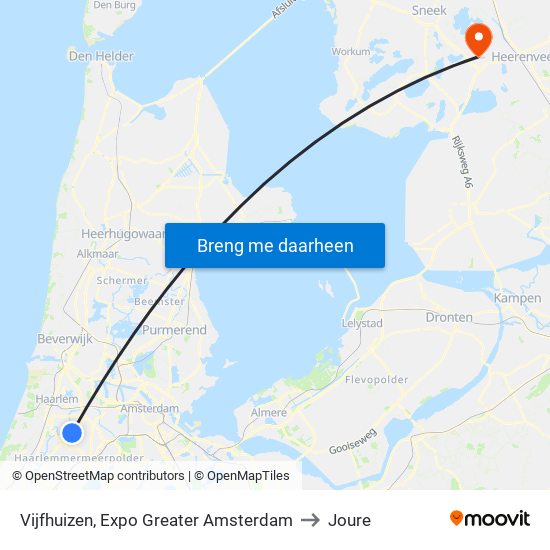 Vijfhuizen, Expo Greater Amsterdam to Joure map