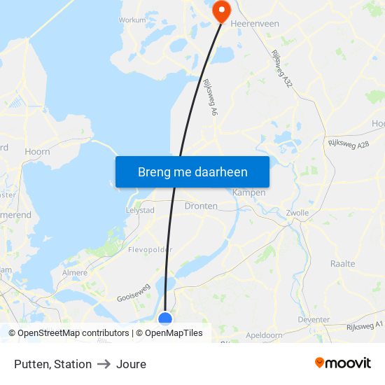 Putten, Station to Joure map