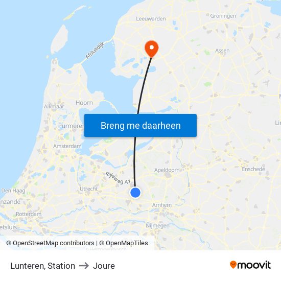 Lunteren, Station to Joure map