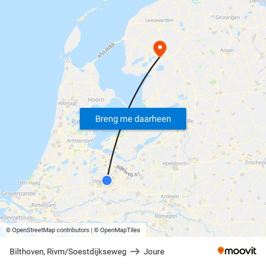 Bilthoven, Rivm/Soestdijkseweg to Joure map