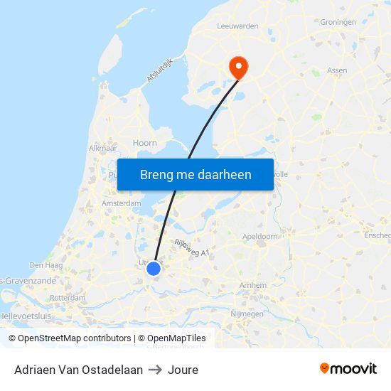 Adriaen Van Ostadelaan to Joure map