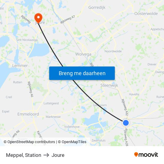 Meppel, Station to Joure map