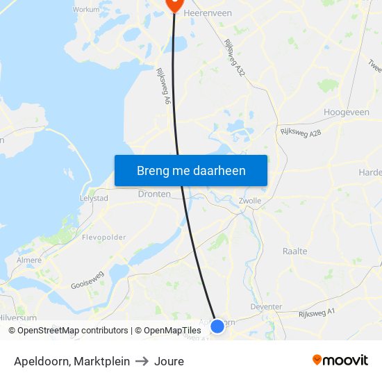 Apeldoorn, Marktplein to Joure map