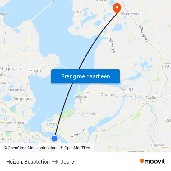 Huizen, Busstation to Joure map
