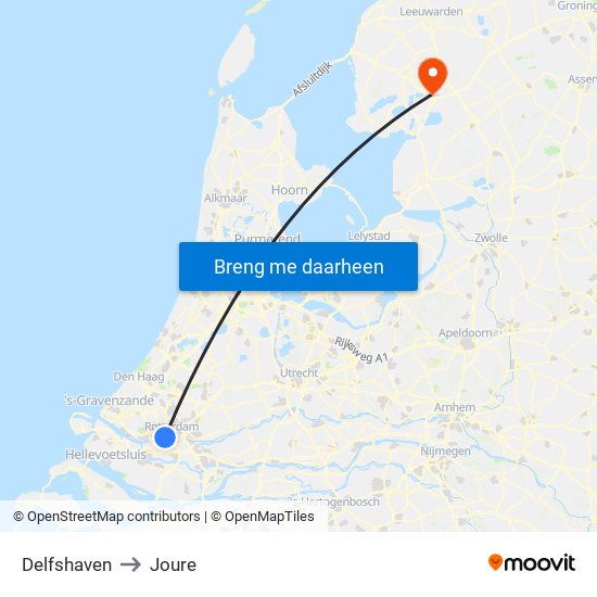 Delfshaven to Joure map