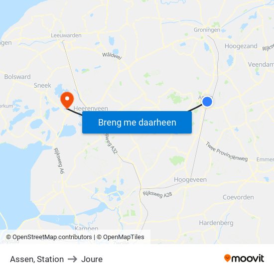 Assen, Station to Joure map