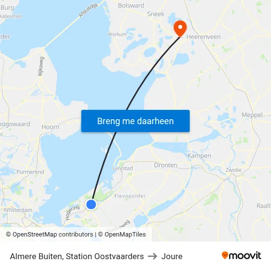 Almere Buiten, Station Oostvaarders to Joure map