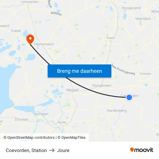 Coevorden, Station to Joure map