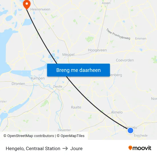 Hengelo, Centraal Station to Joure map