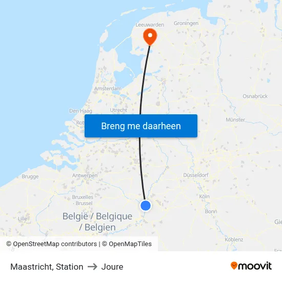Maastricht, Station to Joure map