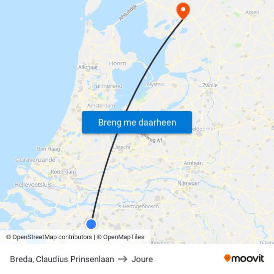 Breda, Claudius Prinsenlaan to Joure map