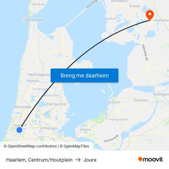Haarlem, Centrum/Houtplein to Joure map