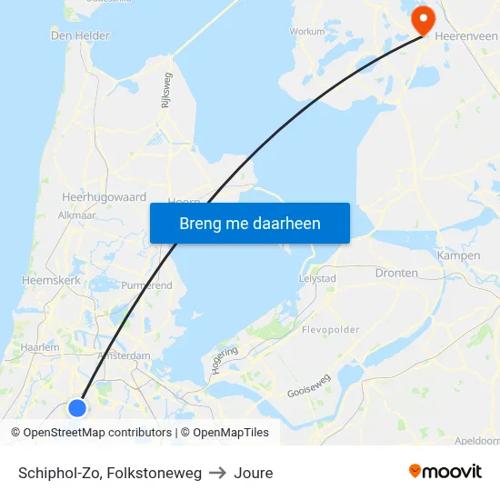 Schiphol-Zo, Folkstoneweg to Joure map