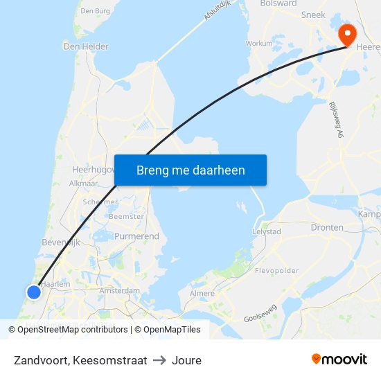 Zandvoort, Keesomstraat to Joure map