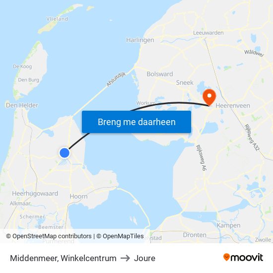 Middenmeer, Winkelcentrum to Joure map