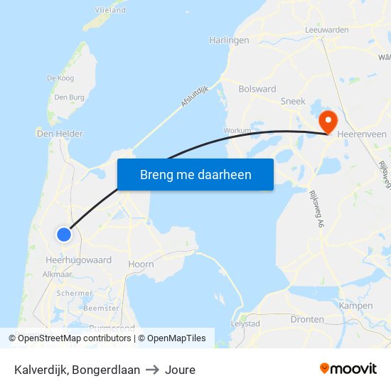 Kalverdijk, Bongerdlaan to Joure map