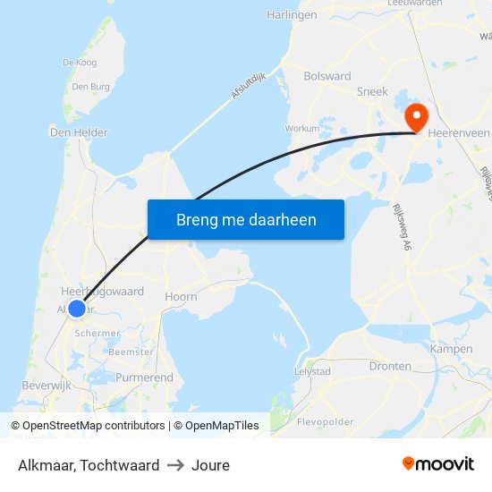 Alkmaar, Tochtwaard to Joure map